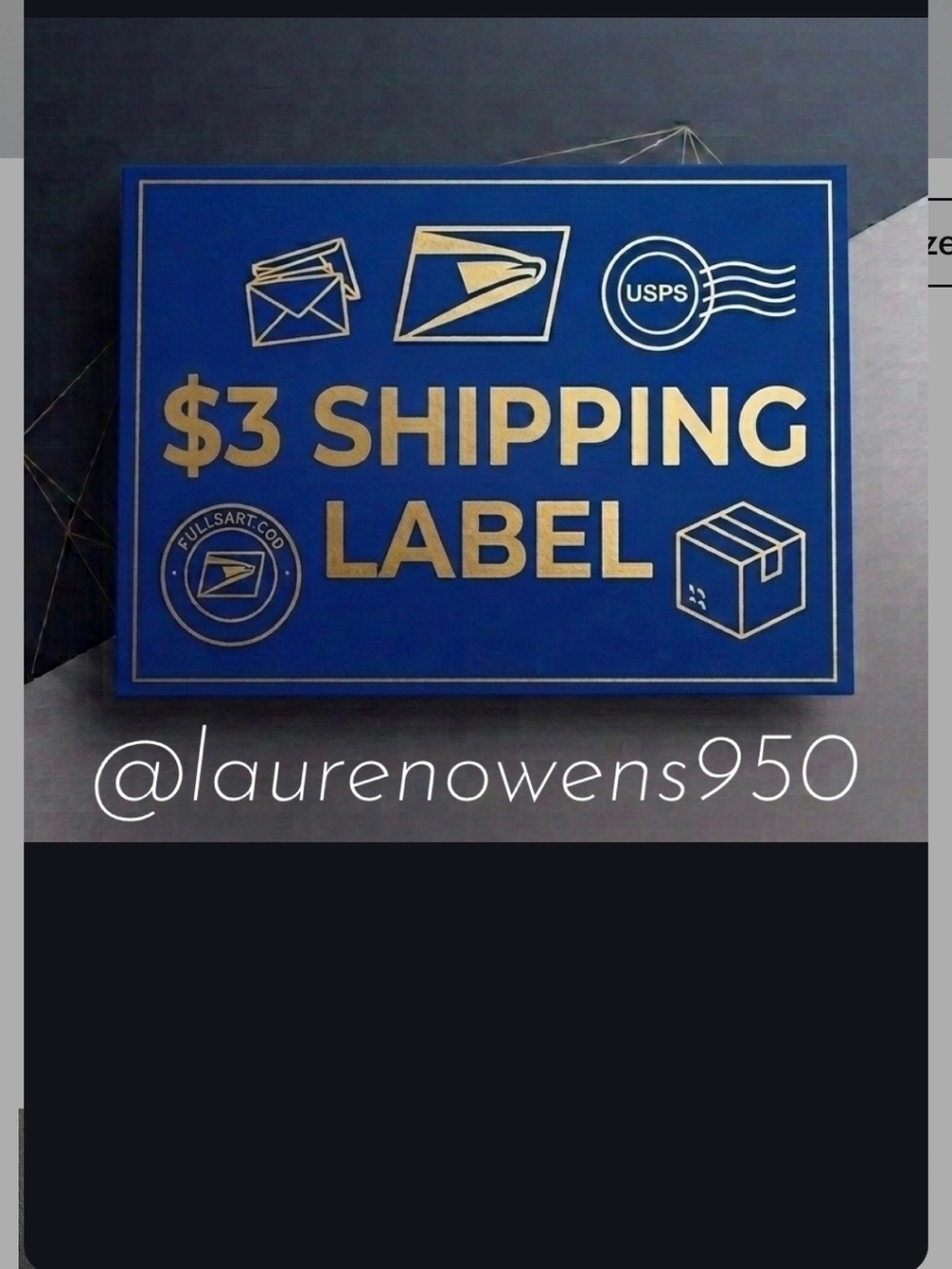$3 Shipping Label Sign - Blue and Gold